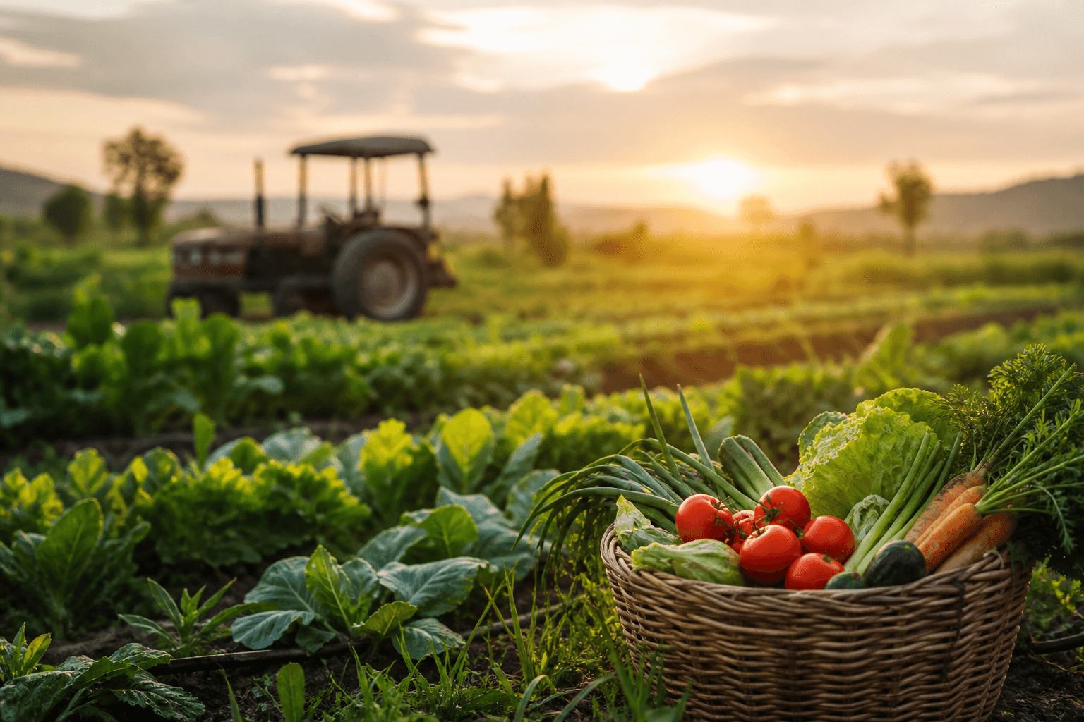 Serre moderne et récolte de légumes frais — Dakenayop Ferme & Panier Market
